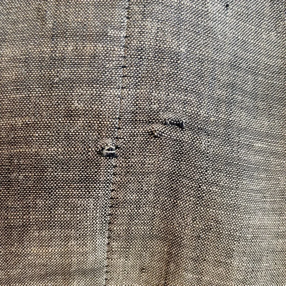 1980s Vintage Japanese Avant Garde Striped Beige Linen Tunic Top & Skirt Set - Picture 6 of 6